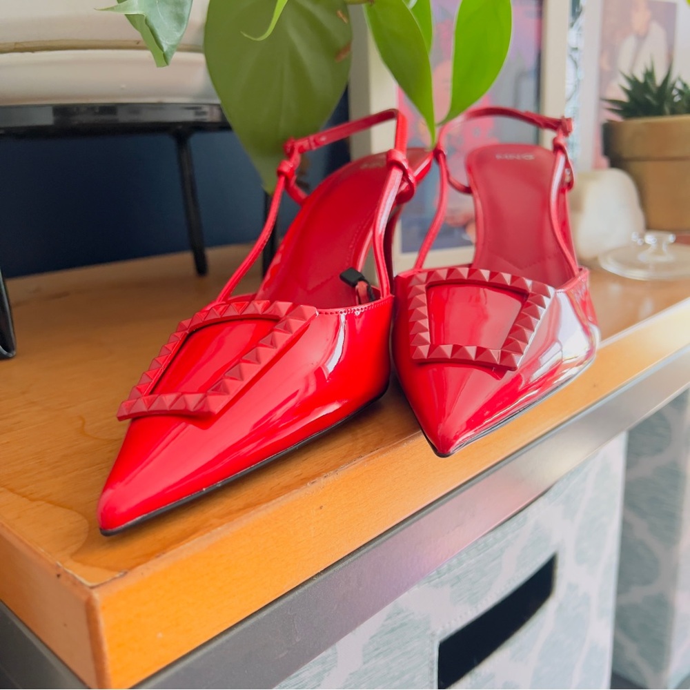Mango Bright Red Studded Heels - Picture 5 of 6